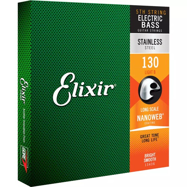 Elixir NANOWEB Stainless Steel 5th Bass String — 13436 Long