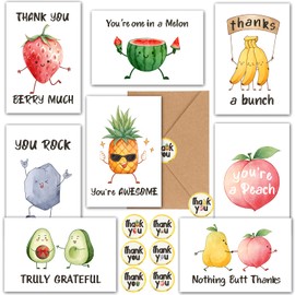 32 Funny Thank You Cards wtih Envelopes, Greeting Note Cards, Bulk Boxed Set Assortment Blank Notecards Card for Employee Teachers Friends Business Coworker Gratitude Appreciation
