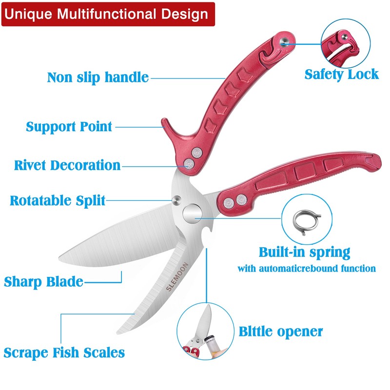 SLEMOON Kitchen Shears Heavy Duty Poultry Shears Meat Cutting Dishwasher