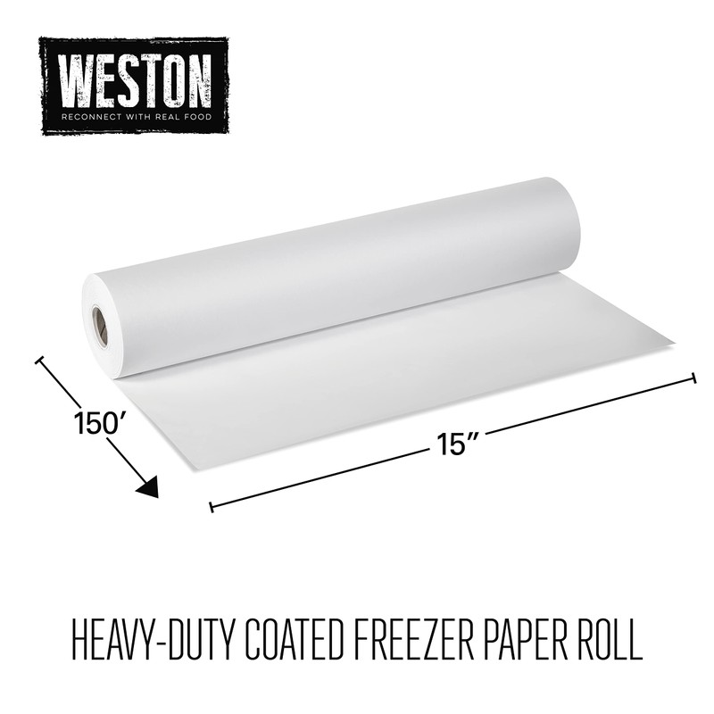 Weston Heavy-Duty Freezer Paper Roll with Cutter Box, 15"x150', Single-Sided