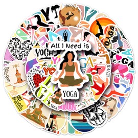 Yoga Stickers for Laptop (50 PCS),Gift for Children Teens Adults Girl Boys,Waterproof Stickers for Water Bottle,Yoga Vinyl Stickers for Scrapbook,Skateboard,Bike,Phone,Dairy