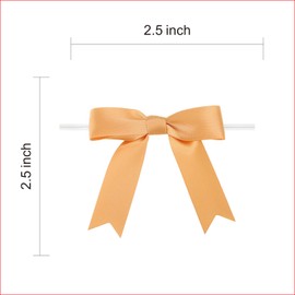 Meseey 100 Pcs Satin Ribbon Bows with Twist Tie 2.5 Inch Gold Pretied Premade Colored Craft Bows for Gift Wrapping Basket Wedding Baby Shower Brithday Party (Gold)