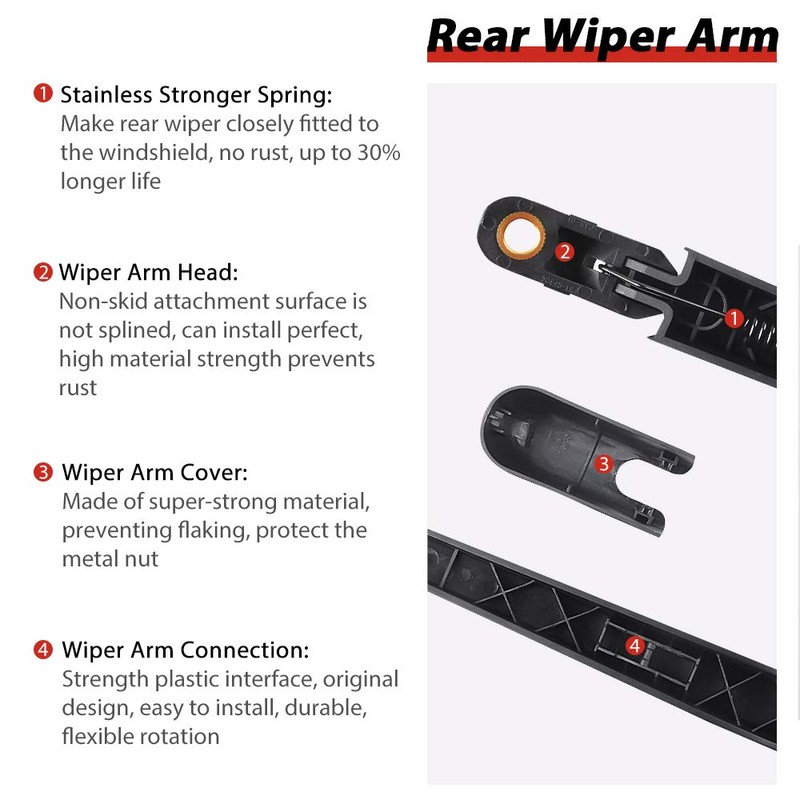 Replacement for Ford Explorer 2011-2023, Rear Windshield Wiper Arm Blade