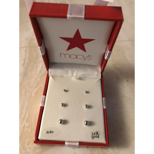 Macy’s 3 Pairs of 14k Studs Earrings