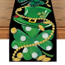 St Patricks Day Table Runner St Patrick Day Table Cover Ireland Shamrock Decor St.Patrick Day Decorations for Home Table