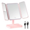 Espejo Maquillaje Luz Tríptica Aumentos 3x/2x Carga Usb/bat