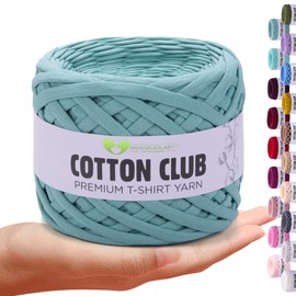 MeriWoolArt® Premium Cotton for Crochet and Macrame, 10mm x 110m Quality Cotton Yarn, T-Shirt Yarn for Handbag, Carpets, Plant Baskets, Throw Pillows and Macrame Wall Hanging or Gift Ribbon