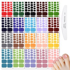 WOKOTO 20 Sheets Full Toe Nail Wraps Self-Adhesive Solid Color Toenail Nail Polish Strips Stickers for Toe Nails Stickers Decals with 1 Piece Nail File Manicure Kit Stick On Nails Color Strips