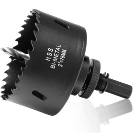 76 mm Hole Saw for Metal and Wood, 3 Inch HSS Bi-Metal Hole Drill Round Hole Cutter with 40 mm Cutting Depth, for Steel, Iron, Aluminium, Ceilings, Drywall and Plasterboard