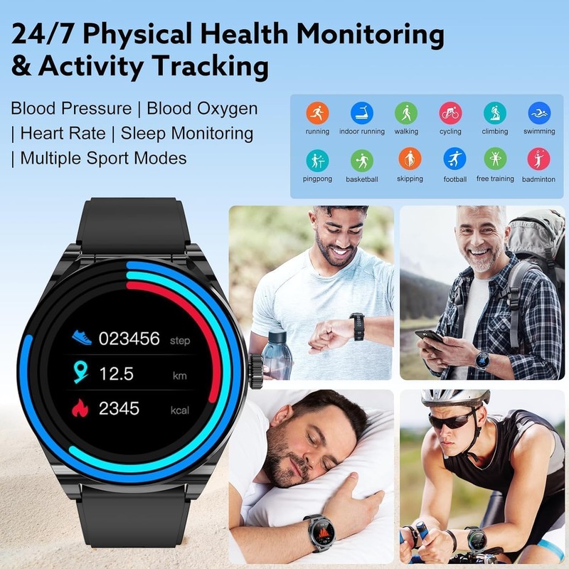 Wagoyo Smart Watch with Earbuds,2-in-1,Touchscreen,for iOS Android (Black)