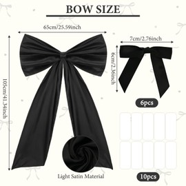 Large Satin Black Bow. Bow Wall Decor, Bright and Shiny, Not Easy to Deform for Home Decoration, Bridal Shower, Engagement Celebration, Baby Baptism (41.34 × 25.59 Inches)