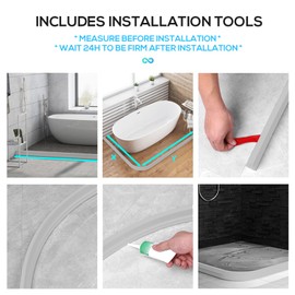 Hi-Na 3ft/5ft/6ft/8ft10ft Collapsible Shower Threshold Water Dam Watei Barrier for Shower and Water Stopper Keeps Water Inside Water Threshold for Wet and Dry Separation (5ft)