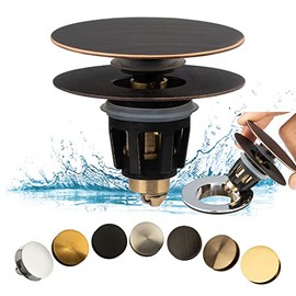Artiwell Universal Bathroom Sink Drain Stopper, Fits Most Pop-Up Drains for Vessel Sink Lavatory Vanity, Sink Drain Strainer with Detachable Hair Catcher, Tested by Plumber in US (Oil Rubbed Bronze)