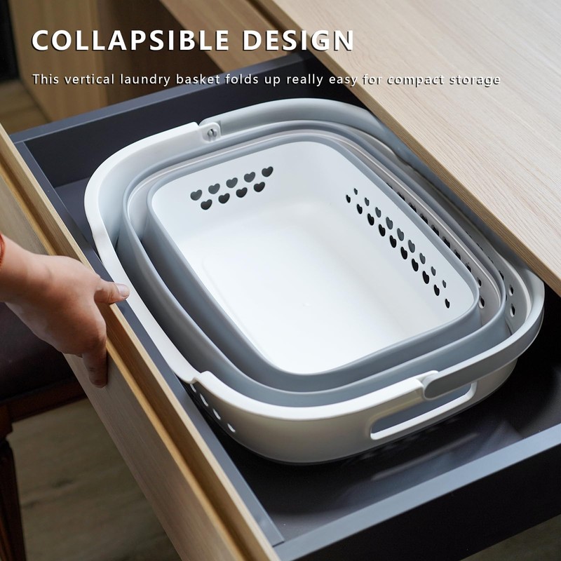 KBBYT Large Collapsible Laundry Baskets for Dirty Clothes, Plastic Laundry