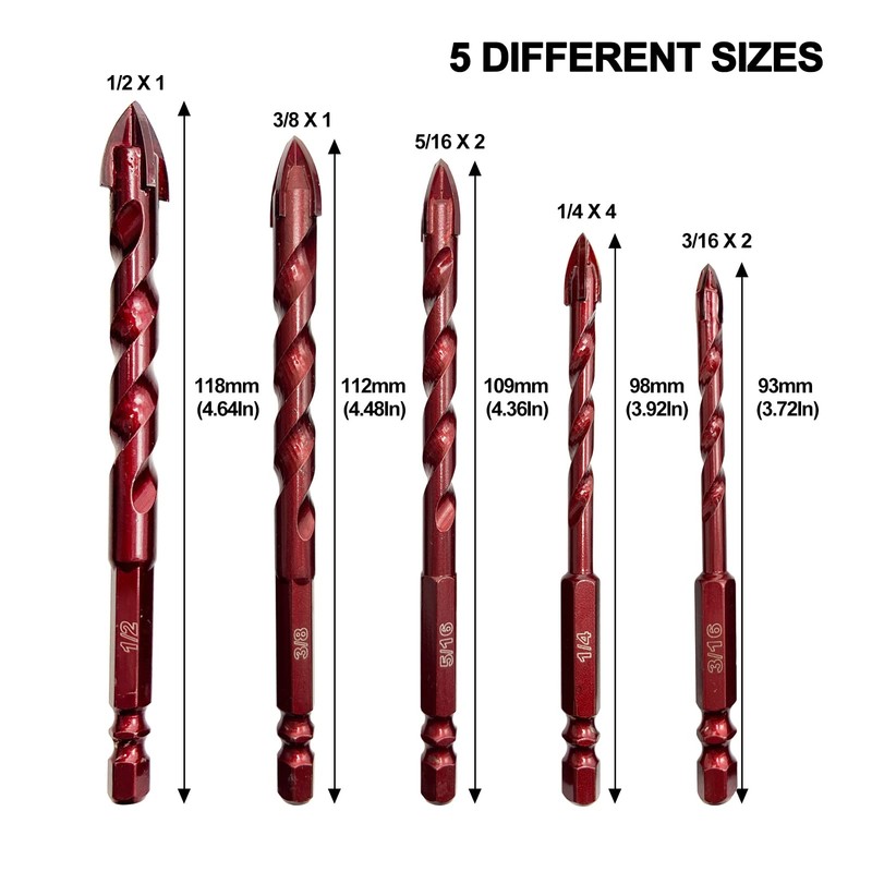 FEWELL Masonry Drill Bits 10 Pcs, Concrete Drill Bit Set
