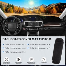 FETUSI Dashboard Cover Mat Compatible with Honda Accord 2013-2017 (LX, Sport, EX, EX-L, & Touring) Accessories, Dash Cover Polyester Non-Slip Dash Mat Sunshield Protector Pad No Glare