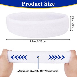 Sweatbands Sports Headbands for Men and Women Terry Cloth Moisture Wicking Sports Sweatband for Working Out, Tennis, Basketball, Football, Cycling (White)