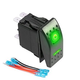 FXC FXC Rocker Switch 5Pin Laser On/Off Green LED Light 20A/12V 10A/24V Toggle Switch with Jumper Wires Set for Automotive Boat Marine Truck Jeep Off-Road Bus RV