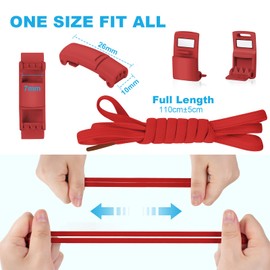 OSDUE 2 Pairs of Elastic Shoelaces, Laces Without Tying Bowless Shoe Laces with Metal Capsule, Rubber Shoe Laces Quick Lacing System for Children's Shoes, Sports Shoes (Red)