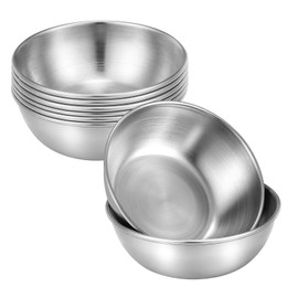 Healeved 8PCS Stainless Steel Sauce Cup Dipping Sauce Cups Dip Bowls Charcuterie Bowls Sauce Bowls Food Prep Bowls Round Seasoning Dishes Saucer Appetizer Plates Prep Bowls 3.2inch