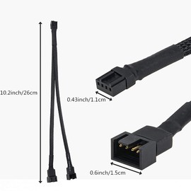 KOMUNJ 4 Pack PWM Fan Splitter Cable Y Splitter Computer PC Fan Power Cable 1 to 2 Converter, Compatible with 4 Pin and 3 Pin Fan for Computers, Black
