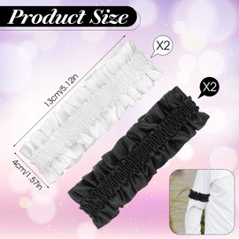 oruola 4pcs Black Garter,Thigh Garters for Women,Soft Skin-Friendly Elastic Leg Garters, Wrinkles Sleeve Garter,for Women's Skirts and Shorts,for Birthdays, Valentine's Day,White, Black