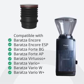 Silicone Coffee Grinder Hopper Bellow with Spray Bottle and Dosing Cup and spoon, Compatible with Baratza Encore, Virtuoso+, Forte Models (Wooden)
