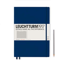 LEUCHTTURM1917 - Master Slim A4+ - Squared Hardcover Notebook (Navy) - 123 Numbered Pages