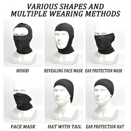 JiaYouLC 2 Pack Kids Lightweight Balaclava Childs Thin Helmet Liner Ski Face Mask for Skiing Cycling Fishing (UK, Alpha, One Size, Black + Blue)