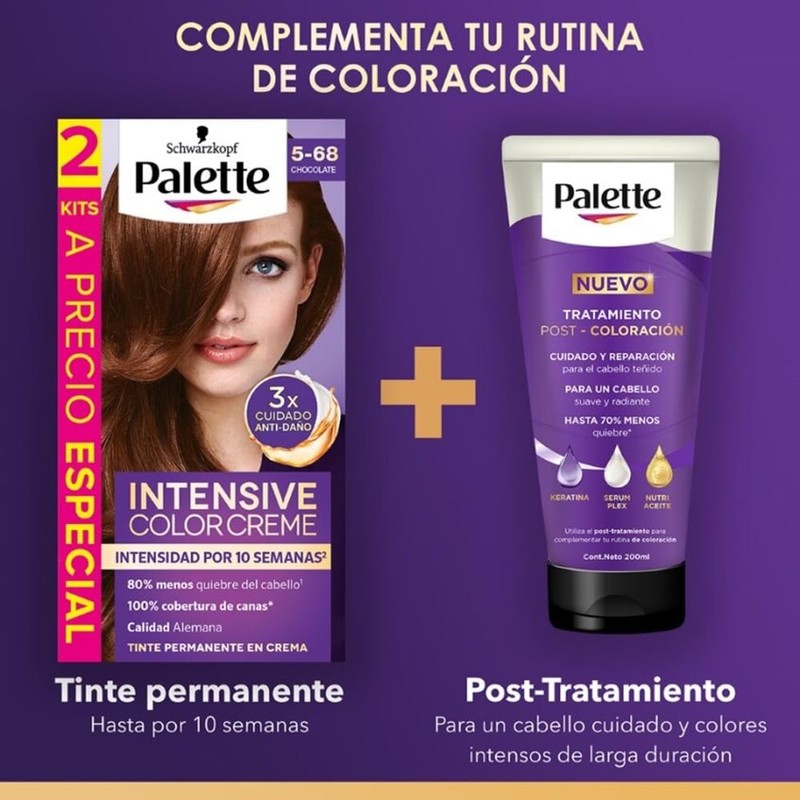 Palette Tinte para cabello Color Creme Rubio Cobrizo 9-7, 50