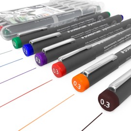 STAEDTLER 308 Pigment Liner Fineliner – 0.3mm - Wallet of 6 Assorted Colours