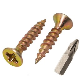 (Pack of 100) Yellow Zinc Plated Steel 3.5 x 13mm Wood Screws Chipboard Screws Universal Pozi Drive Screw Countersunk Head (100, 3.5 x 13mm)