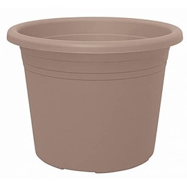 Large Drip Cylindro Round Plastic Plant Pot, Taupe 40, 45 cm