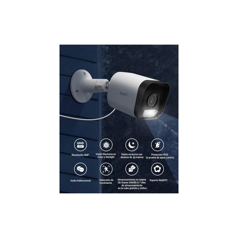 ARENTI O3 Cámara de Seguridad Exterior WiFi 4MP 2.5K, Sorporta