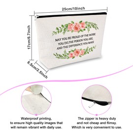 Sfodiary Thank You Gift Makeup Bag for Team Leader Coworker Inspirational Appreciation Gift for Employee Boss Teacher Cosmetic Bag Going Away Retirement Gift for Friends Social Worker Travel Pouch