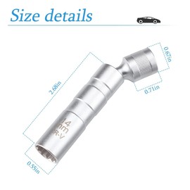 KANDUJIMU Magnetic Spark Plug Socket, 14mm Thin Walled Swivel Socket Removal Tool, 3.8 Inch Universal Standard Spark Plug Socket Set with Magnetic Design, Car Accessories for Most Vehicles (0.55")