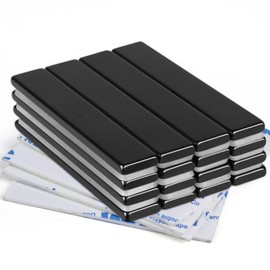 MIKEDE Strong Neodymium Bar Magnets, 16 Pack Black Heavy Duty Magnets with Double-Sided Adhesive, Rare Earth Metal Rectangular Magnetic Bar Magnet for Kitchen, DIY, Tool Storage - 60 x 10 x 3 mm