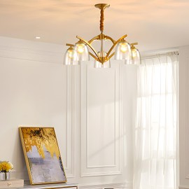 3-Pack Clear Glass Shades, Bell Shaped Glass Shade Covers Ceiling Fan Lamp Replacements, Light Fixtures Lampshade for Chandelier Wall Sconces, 1.61" Fitter Size, 5" High x 4.7" Diameter