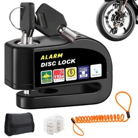 Candado de Alarma para Moto,Alarmas de Freno de Disco de 110 dB,Candado Moto Disco con Alarma,con Cable de Alerta 1.5m, Impermeable Antirrobo para Motos Bicicleta Eléctrica Scooter (Negro)