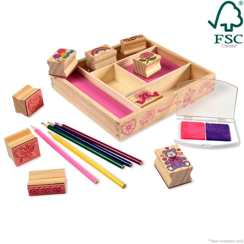 Melissa & Doug Wooden Stamp Set: Friendship - 9 Stamps,