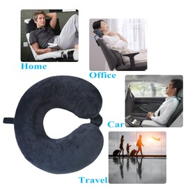 NavoX Reisekissen aus Memory-Schaum, Nackenstützkissen, Schlafmaske/Ohrstöpsel/Tasche, kompakt und leicht, Schnellpack für Camping, Büro, Flüge (schwarz)