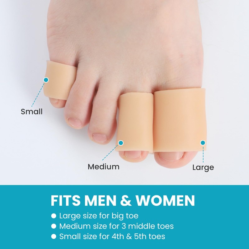 Povihome Toe Sleeves, Toe Protectors, 12 Pack Toe Tube Pads