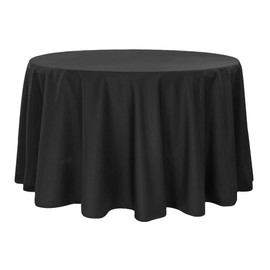 CVL Polyester 120" Round Tablecloth 100% Polyester - Black