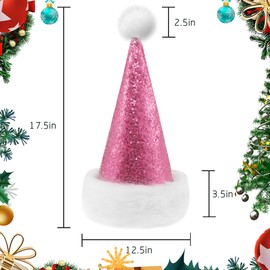 Tokforty Santa Hats, Silver and White Santa Hats for Adults, Unisex Sequin Christmas Hats for New Year Festive Party Christmas Supplies