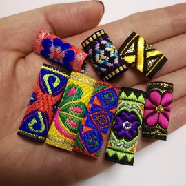 18PCS Fabric Dreadlock Beads Hippie Hair Accessories Colorful Bohemian Tube Cuffs for Braiding Hair Decoration