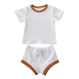 Toddler Newborn Kids Baby Girls Romper Ruffle Button Linen Shirt Tops Shorts Pants Summer Outfit Clothes Solid Color (White Shorts, 6-12 Months)
