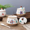 KKGUD Cute Hand-Painted Sugar Bowl, Seasoning Jar, Ceramic Condiment Pot