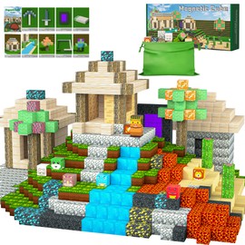 Magnetic Blocks - 104PCS Dinosaur Themed Magnetic Tiles, Build Mine Magworld Building Blocks, STEM Sensory Toys for Boys & Girls Age 3-8 9 10, Toddler Creative Learning Toys, Christmas Birthday Gifts