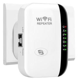 BALYSTOK WiFi Extender Signal Booster, Repetidor de Señal WiFi, Amplificador de Señal WiFi con Puerto Ethernet, Soporta hasta 50 Dispositivos y 5000 Pies Cuadrados para El Hogar(Blanco)