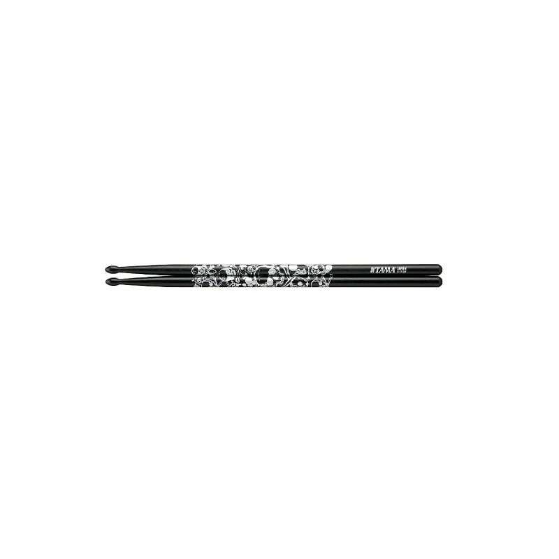 TAMA 5B Drum Sticks Oak Black Skull Painted Stick